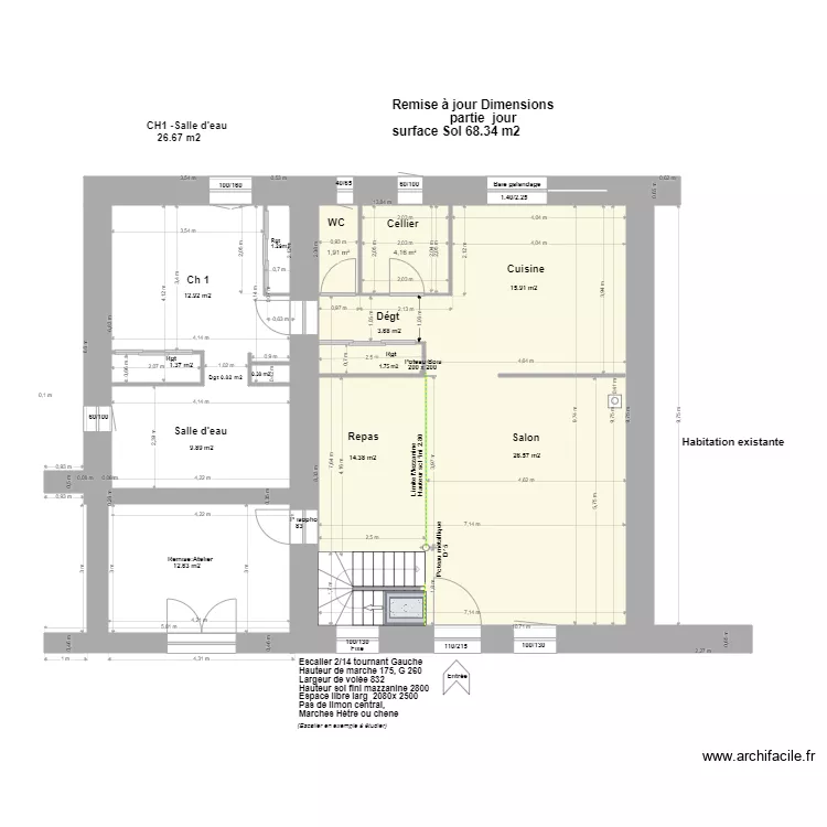 Remise &agrave; jour dimensions Fenetres nord. Plan de 