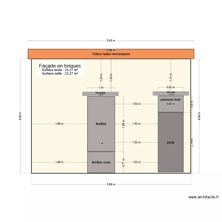 facade maison Bègles. Plan de facade maison Bègles. Plan de