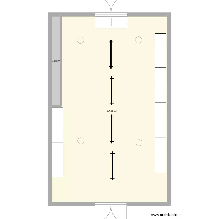 Salle Colard en loge. Plan de 2  et 101 m²