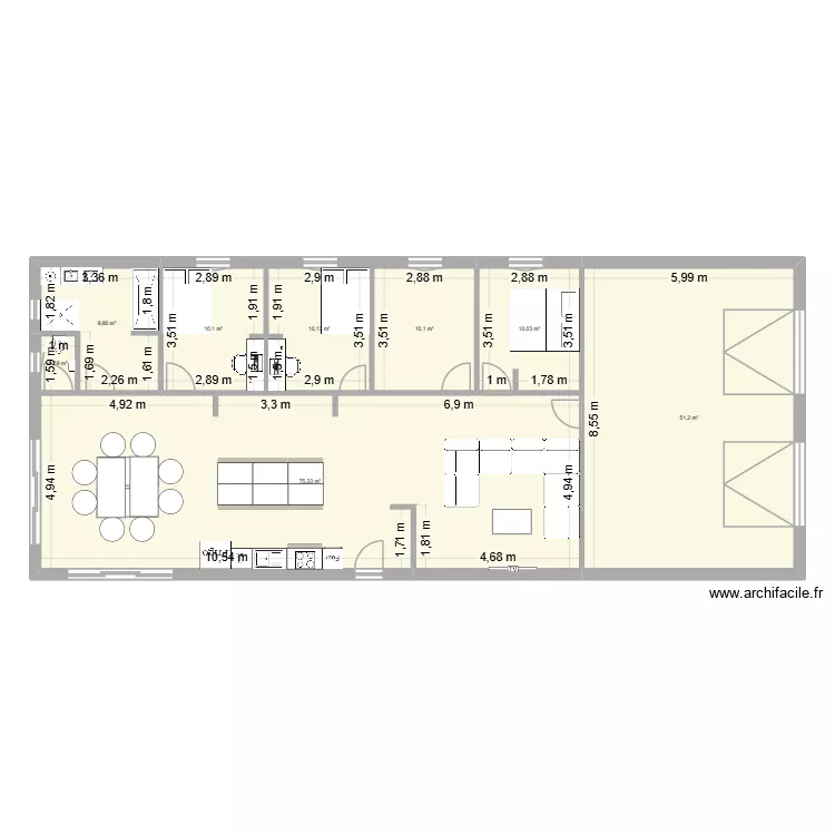 maison 1. Plan de 8  et 178 m²