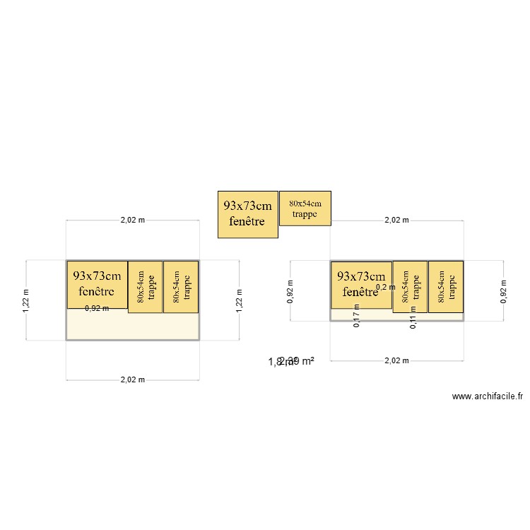 Plaques de polystyrène . Plan de 2 pièces et 4 m2