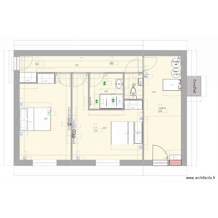 Rivarennes 122060725. Plan de 6 pièces et 59 m2