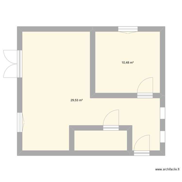 La tranche. Plan de 2 pièces et 40 m2