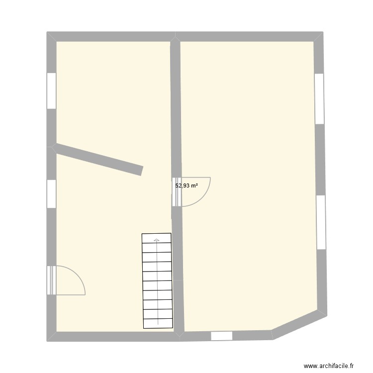rez de chaussee  Yves. Plan de 1 pièce et 53 m2