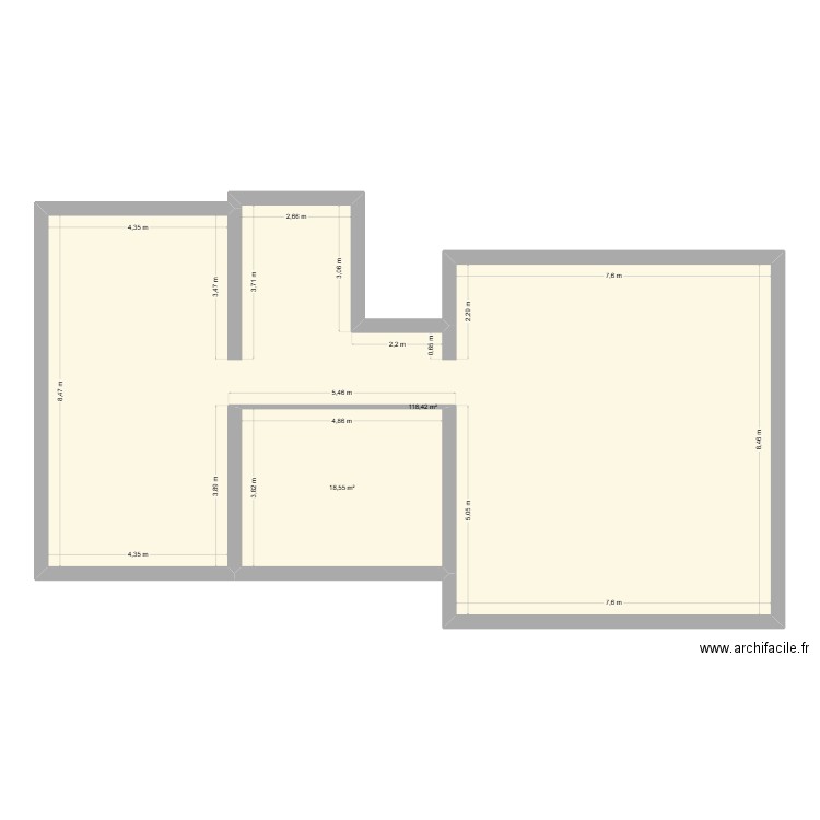 simiane. Plan de 2 pièces et 137 m2