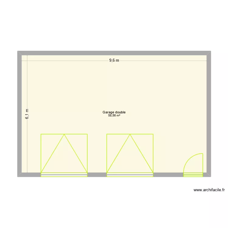 Garage 2. Plan de 1  et 59 m²