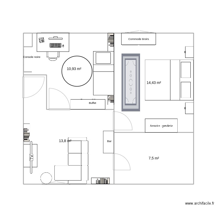 Mamama. Plan de 5 pièces et 47 m2