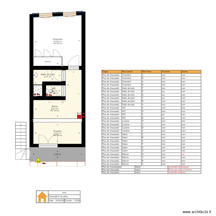 easy. Plan de 6 pièces et 35 m2