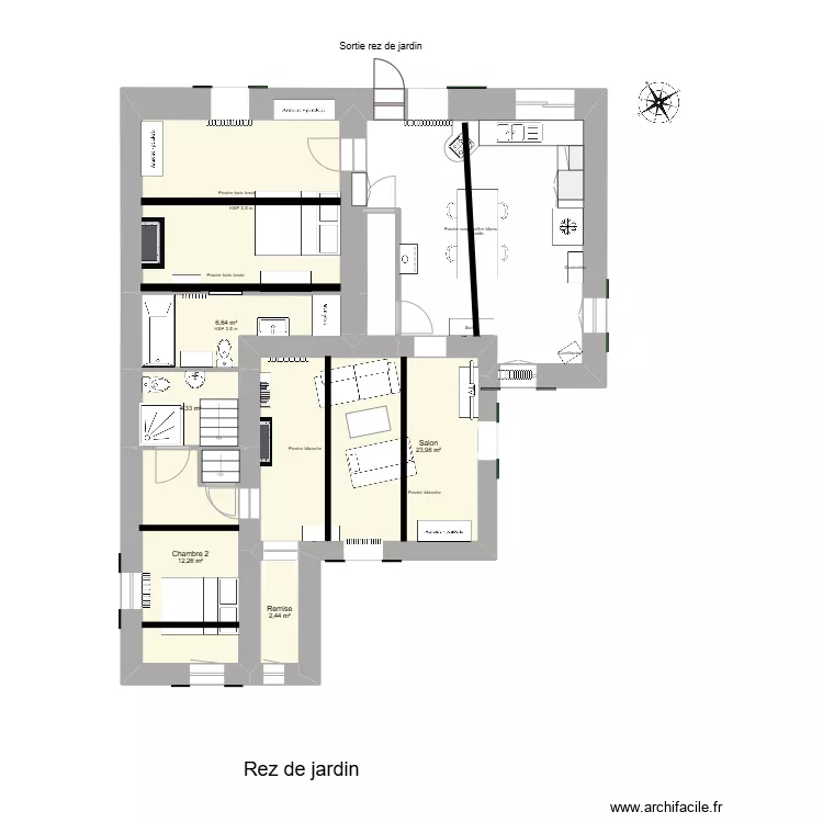 Le Reclot Rez de jardin. Plan de 