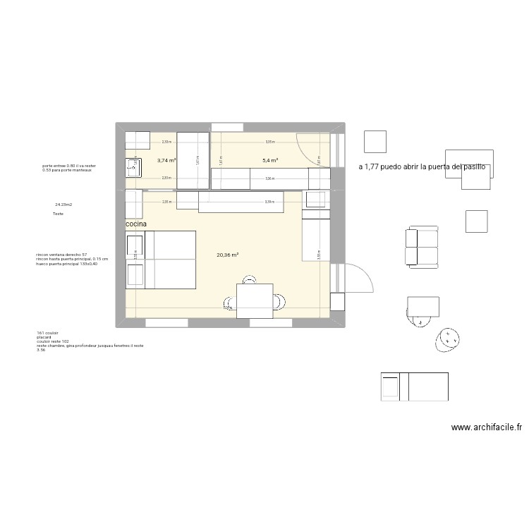 maubeugeb pettit abc. Plan de 3 pièces et 30 m2