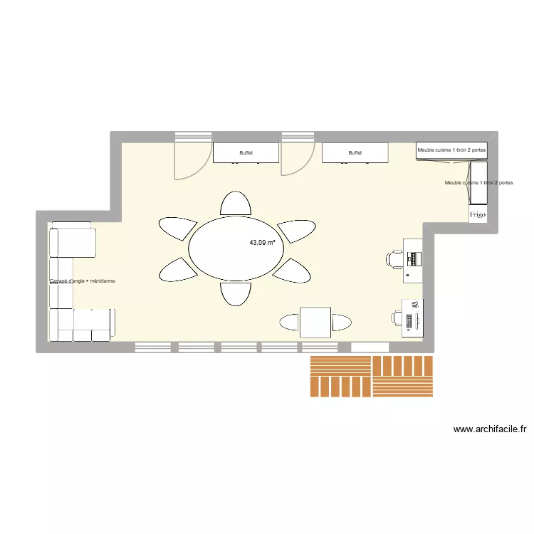 PIECE DE VIE MAISON VERTE. Plan de 1 et 43 m² PIECE DE VIE MAISON VERTE. Plan de 1 et 43 m²