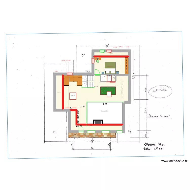 diminu&eacute; MEZZA SAMOENS rehauss&eacute; 5O  chambre 18/3. Plan de 