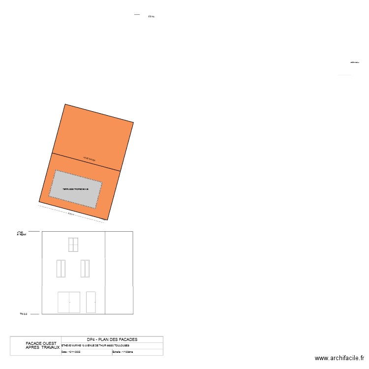 marine. Plan de 3 pièces et 164 m2
