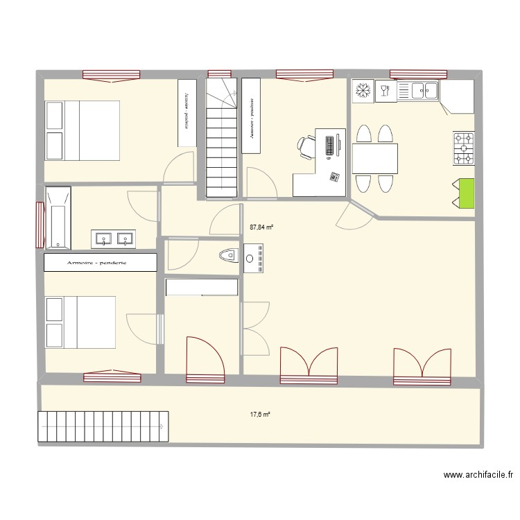 MAISON EMMA ET HUGO. Plan de 2 pièces et 105 m2