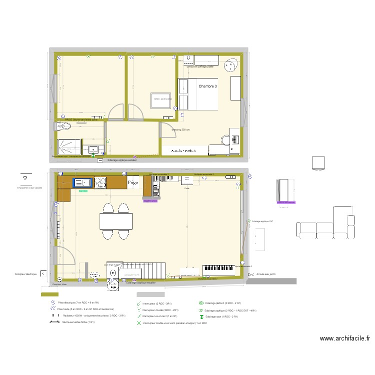 PLANS MAISON cuisine plan Buyu 1. Plan de 8 pièces et 189 m2