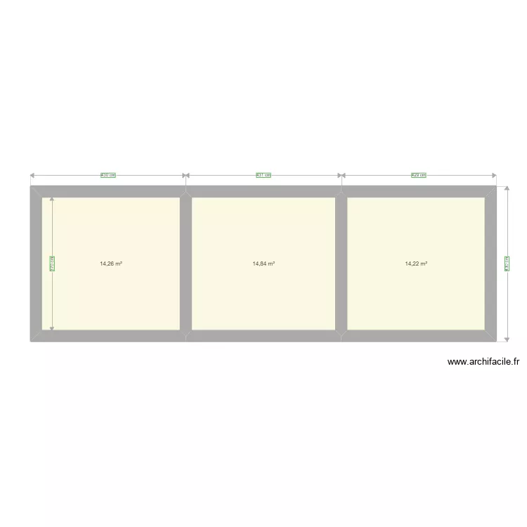 Mit1. Plan de 3  et 43 m²