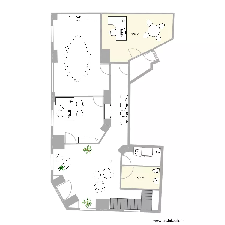 Bureau Paris 16. Plan de 2 et 21 m² Bureau Paris 16. Plan de 2 et 21 m²