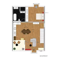 Wohnung Dana - Variante Musik in USM rot/3- ohne Sessel und Esstisch quer