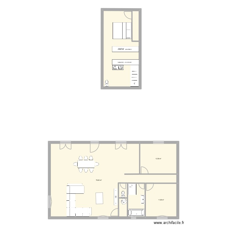 PLAN BASE MAISON TRAVAILLAN. Plan de 4 pièces et 134 m2