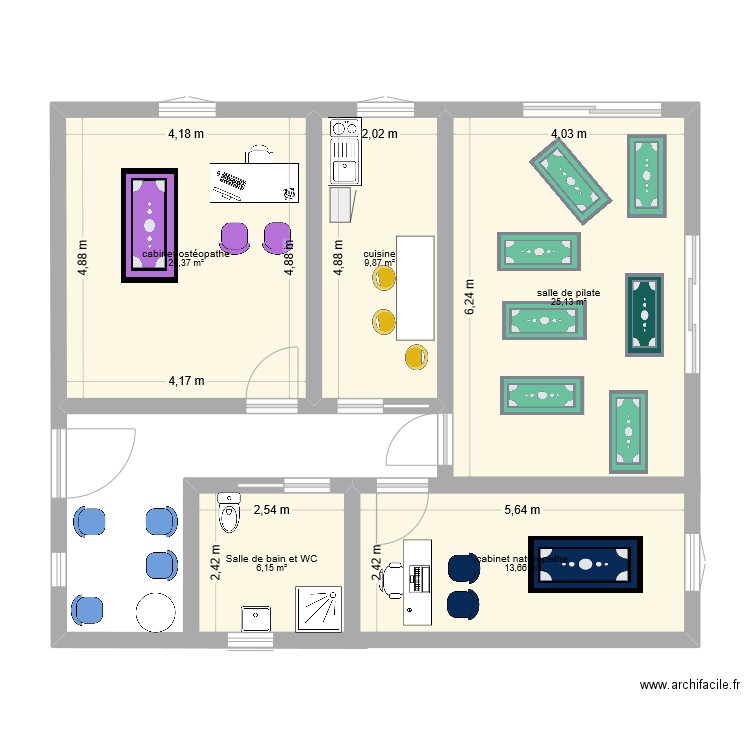 cabinet construction. Plan de 5 pièces et 75 m2