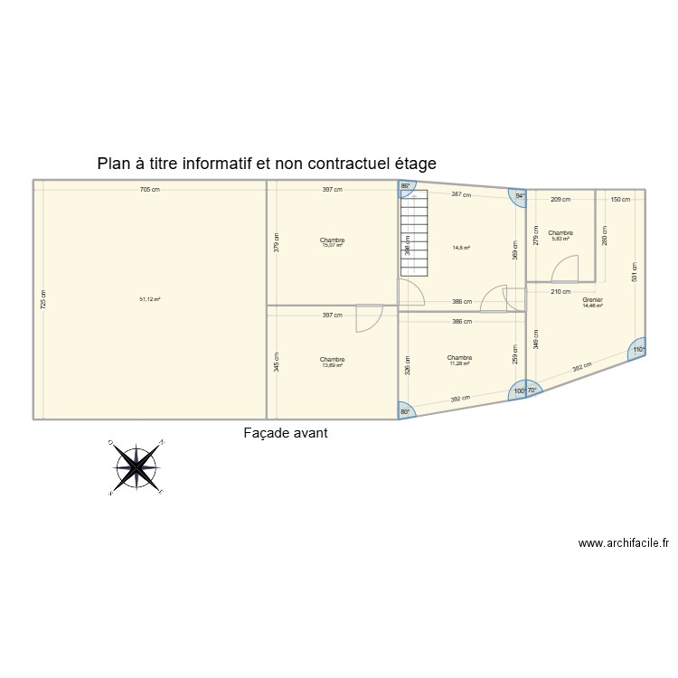 ferme gimnée étage. Plan de 7 pièces et 126 m2