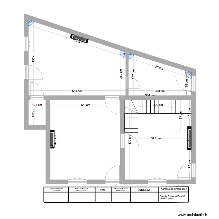 Jupille. Plan de 16 pièces et 77 m2