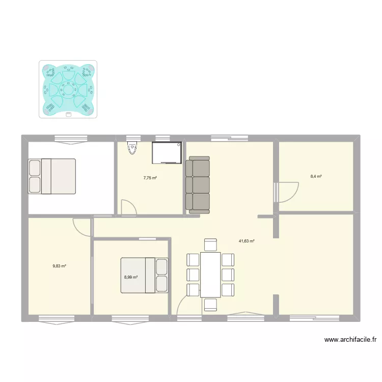 LONGUEVILLE EXISTANT. Plan de 5 et 77 m² LONGUEVILLE EXISTANT. Plan de 5 et 77 m²