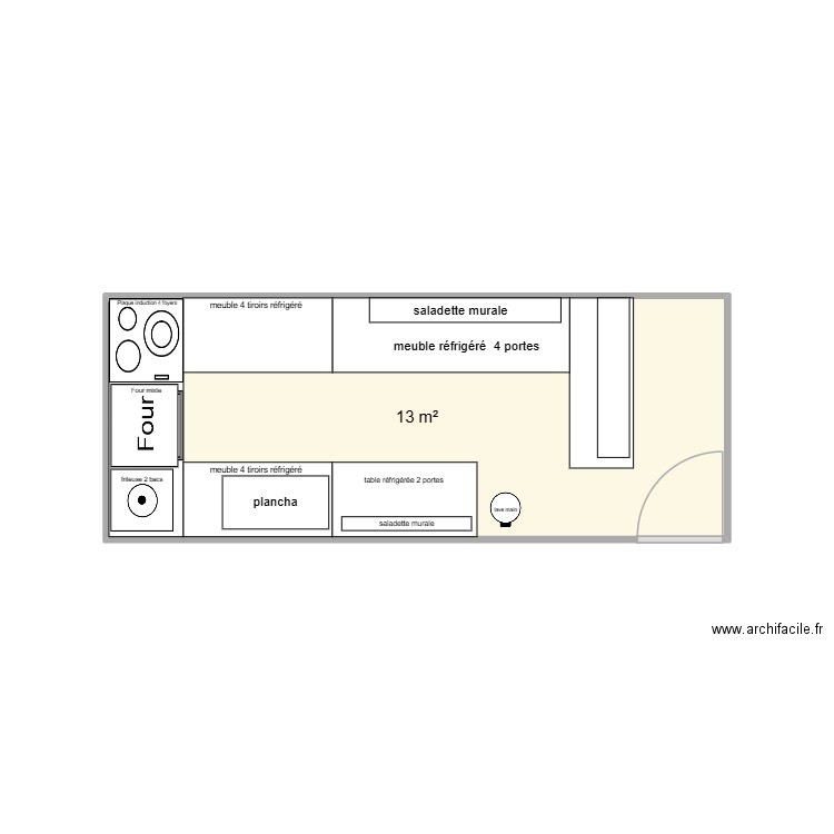 cuisine plan materiel. Plan de 1 pièce et 13 m2
