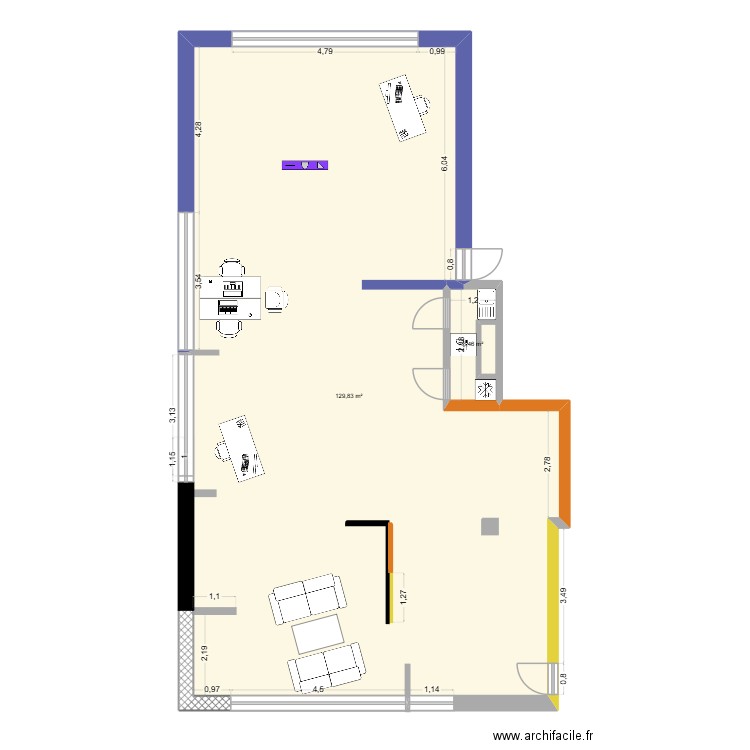 Futur Showroom modifiable. Plan de 2 pièces et 133 m2