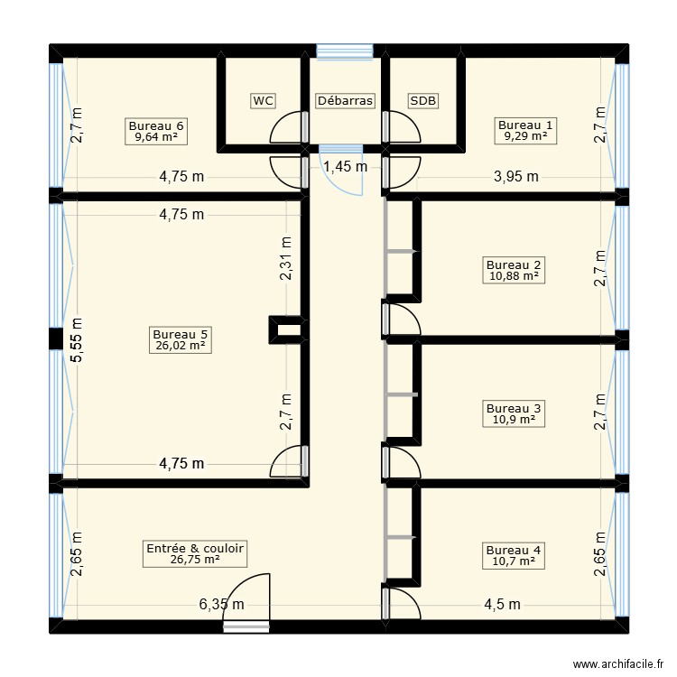 plan bis bis. Plan de 14 pièces et 115 m2