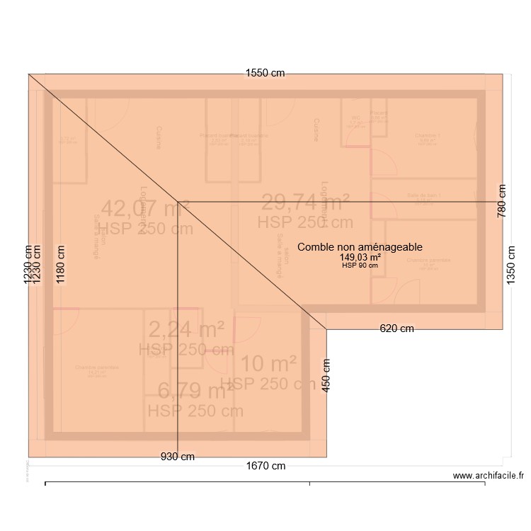 clara. Plan de 17 pièces et 293 m2