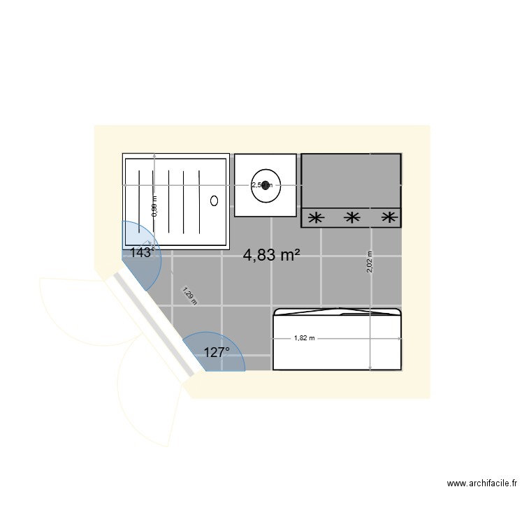 buanderie. Plan de 1 pièce et 5 m2