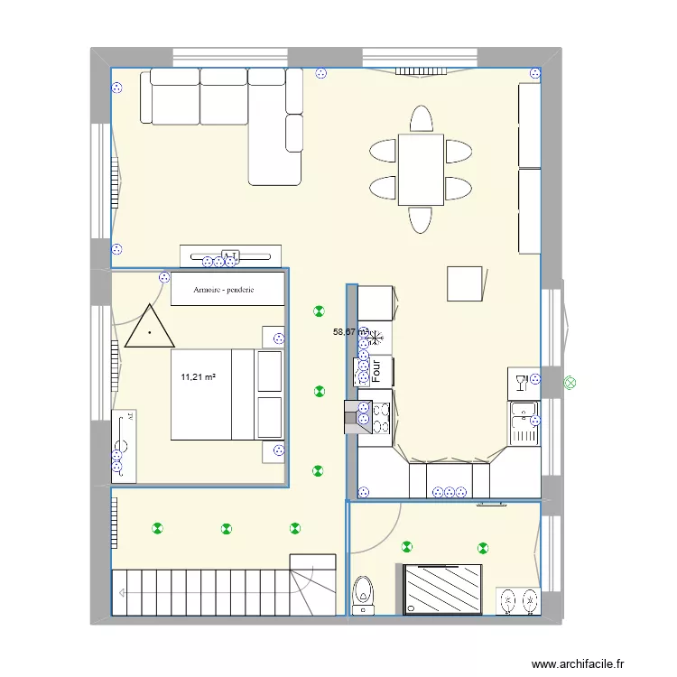 Maison Lesconil 1 étage avec extension. Plan de 2 et 70 m² Maison Lesconil 1 étage avec extension. Plan de 2 et 70 m²