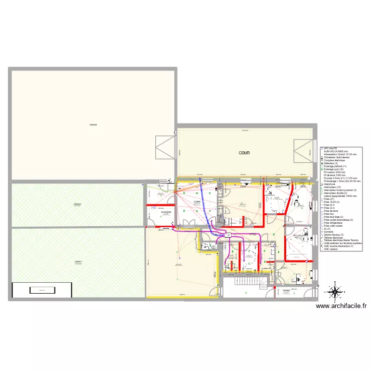 CLOIX PLAN RDC PROJET ELECTRICITE V3. Plan de 22  et 608 m²
