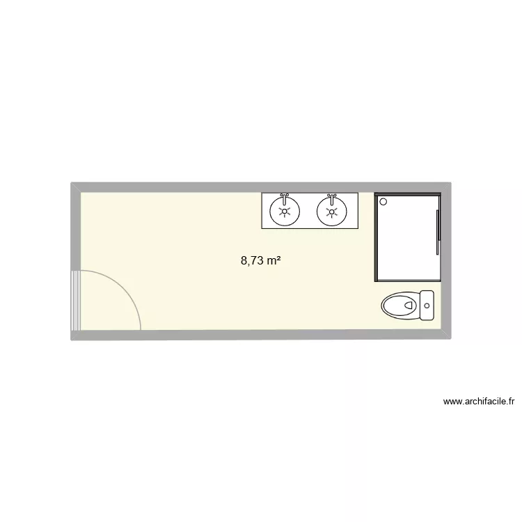 sdb essai. Plan de 1  et 9 m²