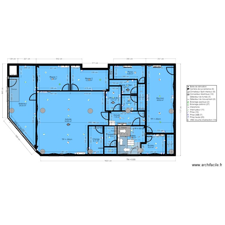 Fontenay Projet JrD ArL Tvx - av CF V corrigé  ELEC. Plan de 19 pièces et 193 m2