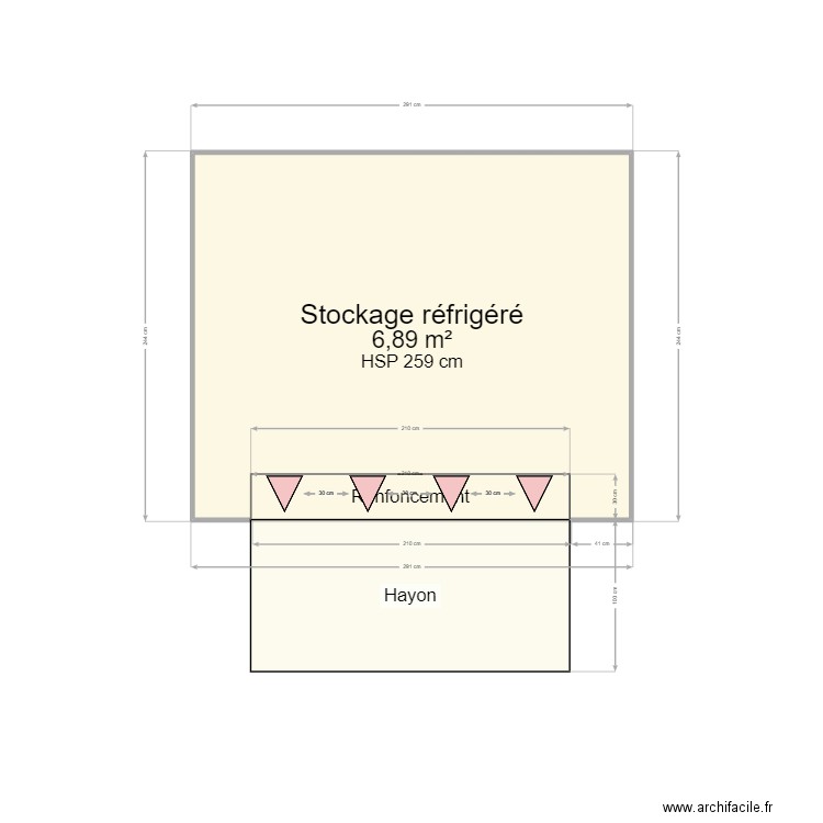 Mur à bières. Plan de 1 pièce et 7 m2