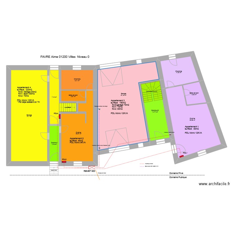 FavreAimeEnedisNiv0. Plan de 12 pièces et 207 m2