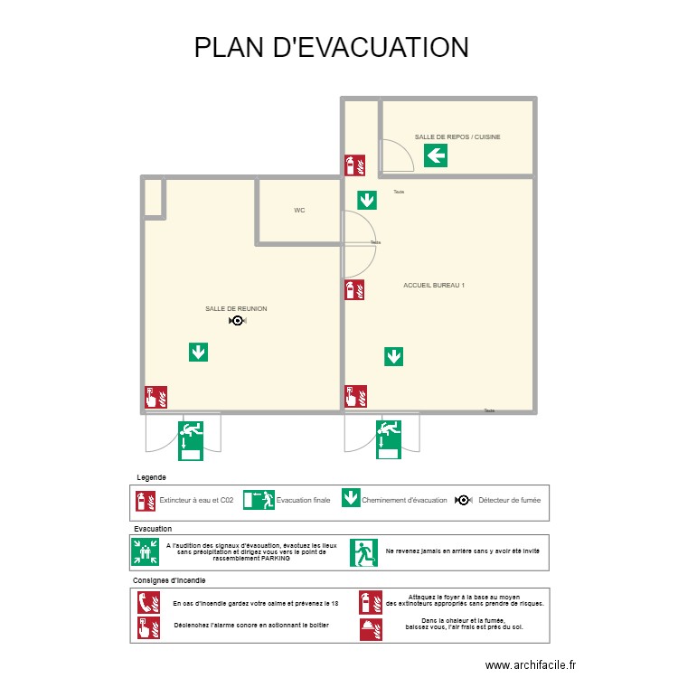 Agence de St Martin La Pallu Evacuation. Plan de 5 pièces et 82 m2