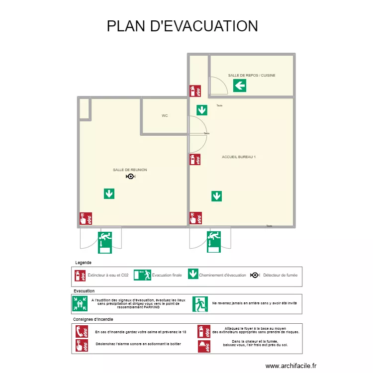 Agence de St Martin La Pallu Evacuation. Plan de 
