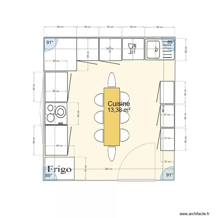 Salle &agrave; manger. Plan de 