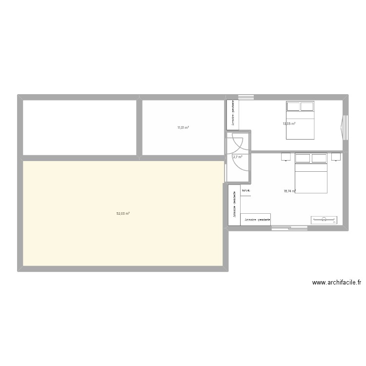 cotch amélioré. Plan de 5 pièces et 98 m2