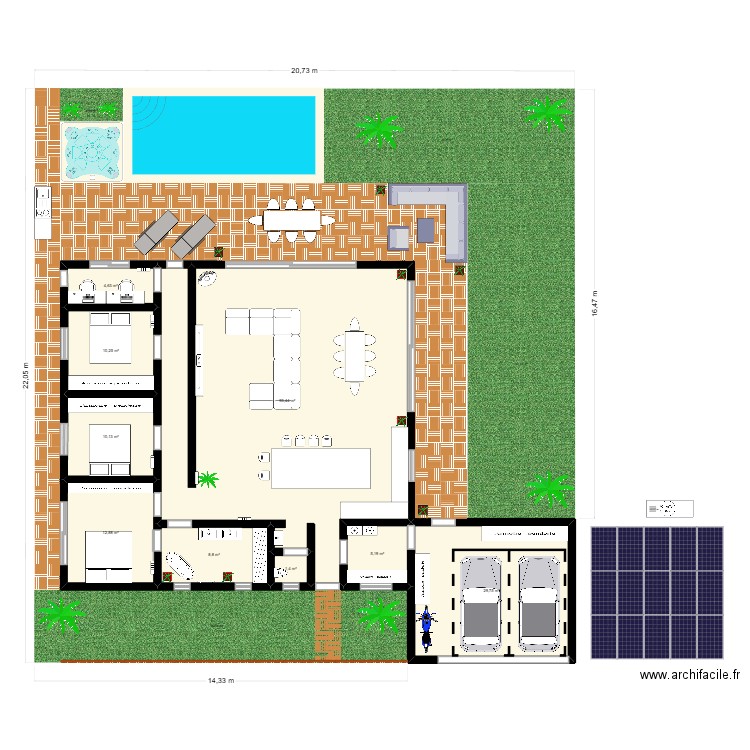 PROJET MAISON MORDELLES. Plan de 9 pièces et 176 m2