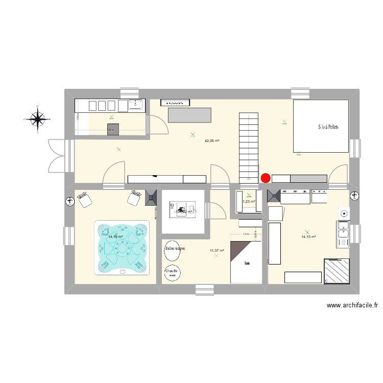 cave 4 labo NB. Plan de 6 pièces et 86 m2