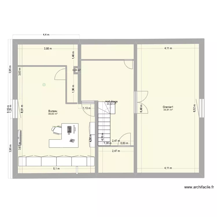 Plan du niveau 1 &eacute;tage au 2026-10-26. Plan de 4 Pièces et 98 m²