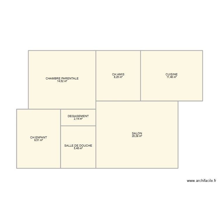 LA CELLE ST CLOUD. Plan de 7 pièces et 72 m2