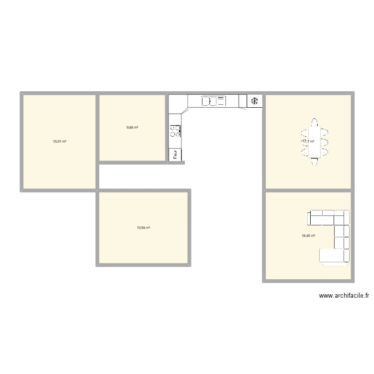 projet 2. Plan de 5 pièces et 73 m2