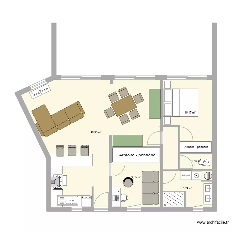 appart valescure apres. Plan de 5  et 68 m²