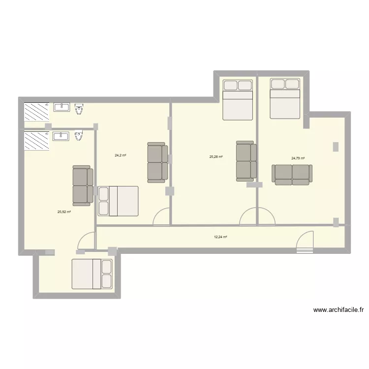 sous sol. Plan de 5  et 112 m²