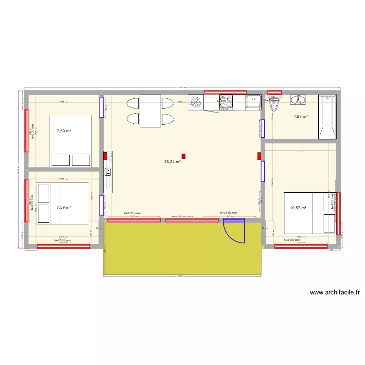 60 22. Plan de 6  et 69 m²